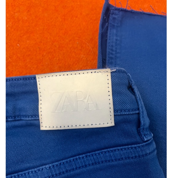 Zara cobalt blue Z1975 high rise slim flare jeans NWT - Picture 13 of 14